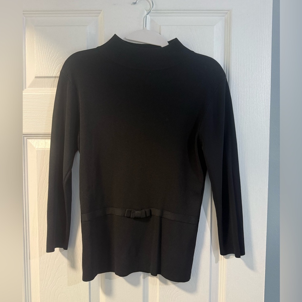 Ziani Couture - Black Long Sleeve Top - Bow - Medium